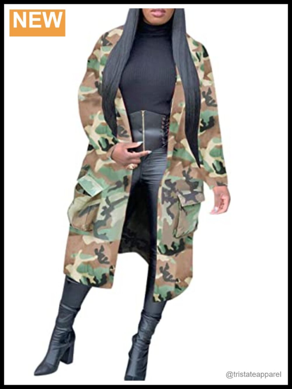 Camo Blazer Jacket Women Lapel Long Sleeve Open Front Cardigan Coat Pockets